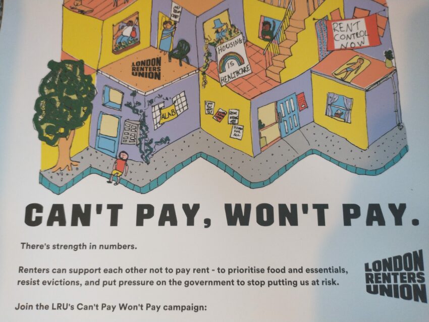 Can't pay won't pay poster from London Renters Union